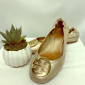 Gold Tory Brunch flats